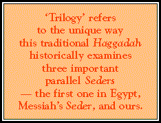 Trilogy refers 
to the unique way 
this traditional Haggadah
